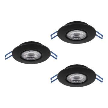 Eglo - Lot de 3 spots encastrés LED/4,9W/230V 2700/4000/6500K Ø 9 cm noir