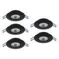 Eglo - Lot de 5 spots encastrés LED, 4,9 W, 230 V, 2700/4000/6500 K, Ø 9 cm, noir