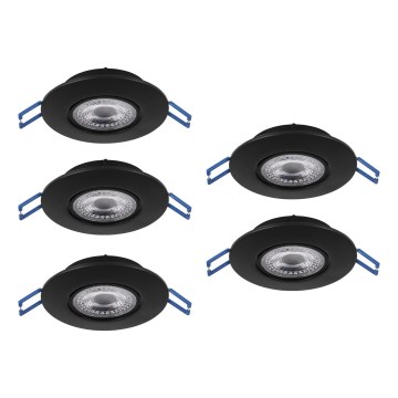 Eglo - Lot de 5 spots encastrés LED, 4,9 W, 230 V, 2700/4000/6500 K, Ø 9 cm, noir