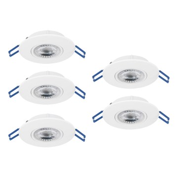 Eglo - Lot de 5 spots encastrés LED/4,9W/230V 2700/4000/6500K Ø 9 cm blanc