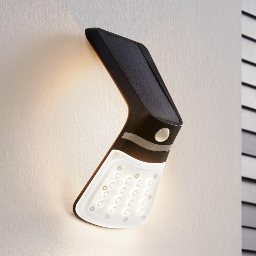 Eglo - Luminaire solaire LED avec détecteur, 2W/3,7V, 1200 mAh, IP44