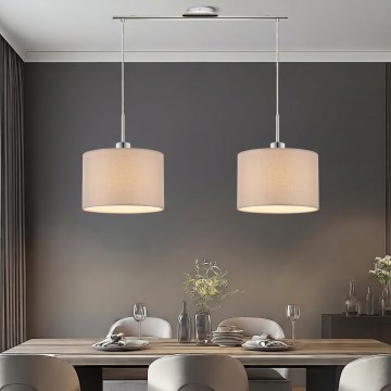 Eglo - Lustre LED suspendu sur câble TUNJA 2xE27/60W/230V beige