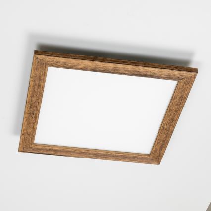Eglo - Panneau en saillie à intensité variable POZZALLO WOOD LED/21W/230V 2700-6500K 49,5x49,5 cm marron + télécommande