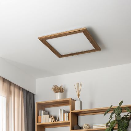 Eglo - Panneau en saillie à intensité variable POZZALLO WOOD LED/21W/230V 2700-6500K 49,5x49,5 cm marron + télécommande