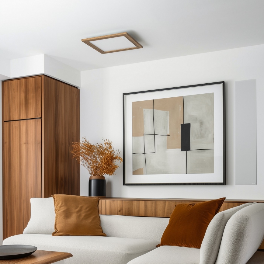 Eglo - Panneau en saillie à intensité variable POZZALLO WOOD LED/21W/230V 2700-6500K 49,5x49,5 cm marron + télécommande