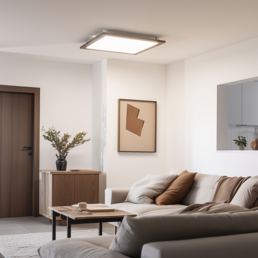 Eglo - Panneau en saillie à intensité variable SALOBRENA-CL WOOD LED/31W/230V 2700-6500K 64x64 cm marron foncé