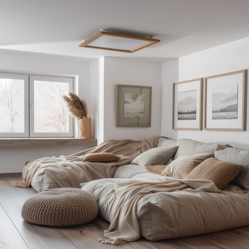 Eglo - Panneau en saillie à intensité variable SALOBRENA-CL WOOD LED/31W/230V 2700-6500K 64x64 cm marron