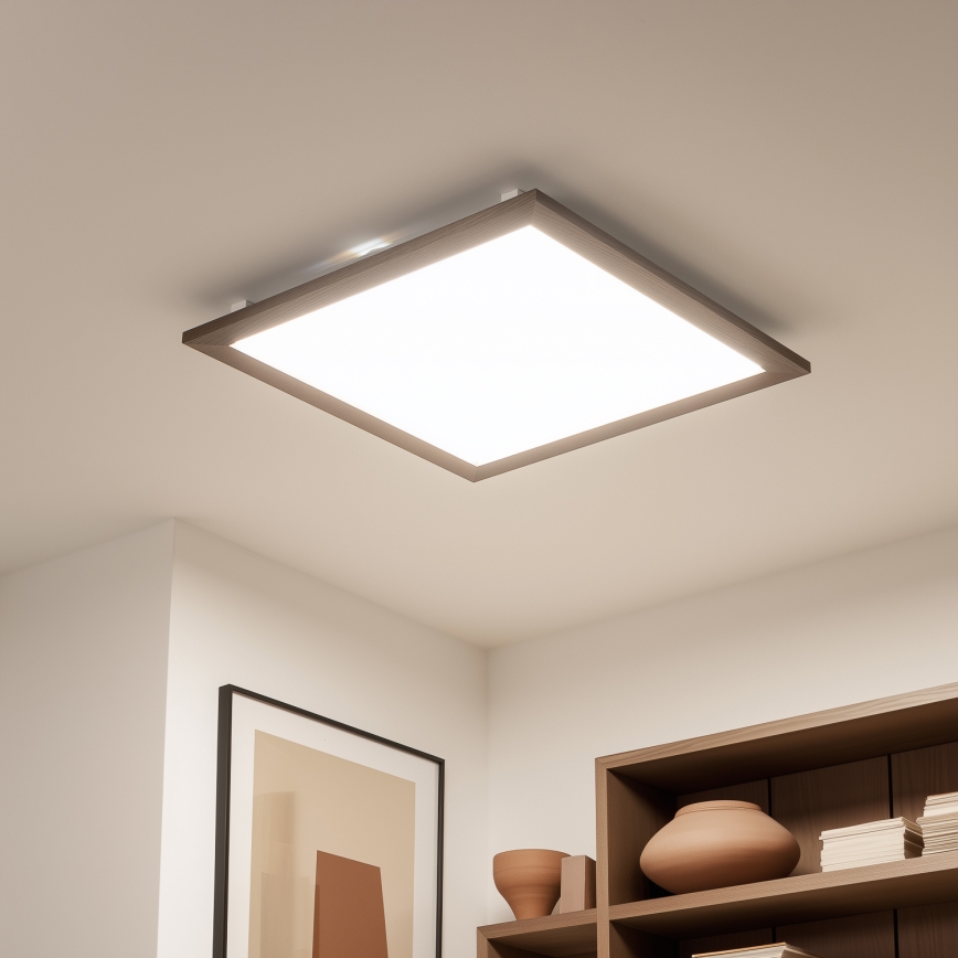 Eglo - Panneau en saillie SALOBRENA-RW WOOD LED/34W/230V 2700/4000K 64x64 cm marron foncé