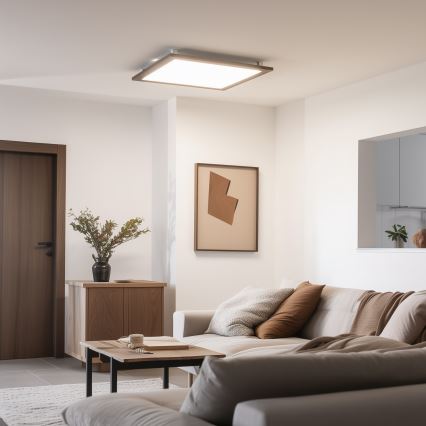 Eglo - Panneau en saillie SALOBRENA-RW WOOD LED/34W/230V 2700/4000K 64x64 cm marron foncé