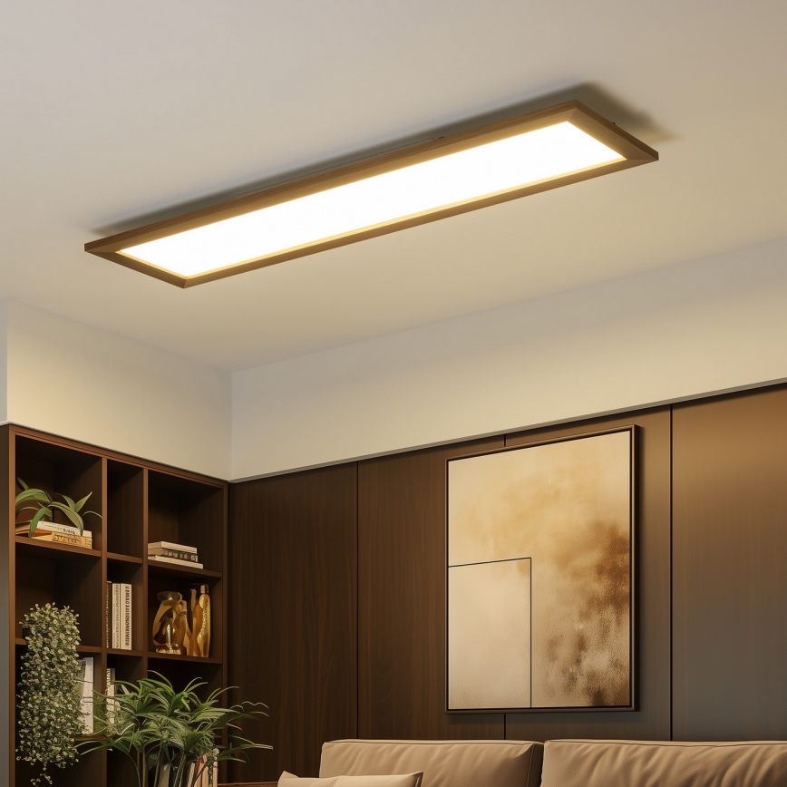 Eglo - Panneau LED RGBW dimmable de surface SALOBRENA-C WOOD LED/34W/230V 2700-6500K 34x124 cm marron foncé + télécommande