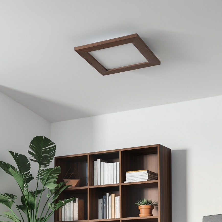 Eglo - Panneau LED RGBW dimmable à montage en saillie SALOBRENA-C WOOD LED/16W/230V 2700-6500K 34x34 cm brun foncé + télécommande