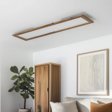 Eglo - Panneau LED RGBW dimmable en saillie SALOBRENA-C WOOD LED/34W/230V 2700-6500K 34x124 cm brun + télécommande