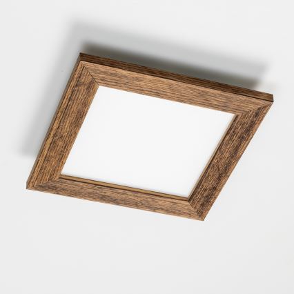 Eglo - Plafonnier LED RGBW dimmable en saillie SALOBRENA-C WOOD LED/16W/230V 2700-6500K 34x34 cm brun + télécommande