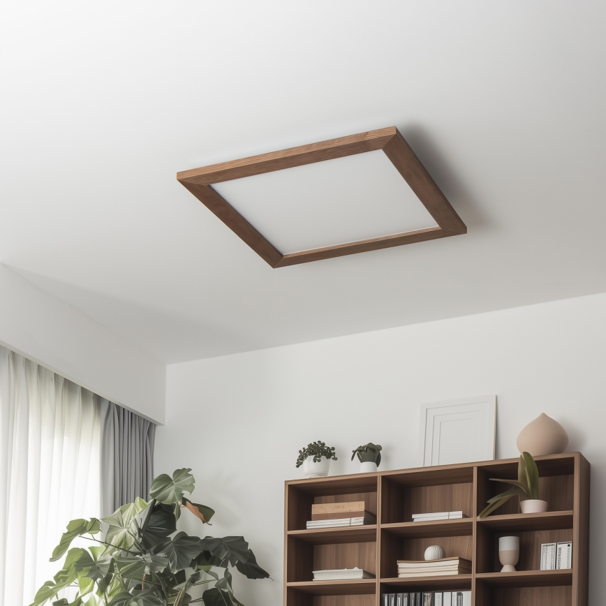 Eglo - Panneau RGB en saillie à intensité variable SALOBRENA-C WOOD LED/24W/230V 2700-6500K 49,5x49,5 cm marron foncé + télécommande