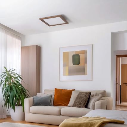 Eglo - Panneau RGB en saillie à intensité variable SALOBRENA-C WOOD LED/24W/230V 2700-6500K 49,5x49,5 cm marron foncé + télécommande