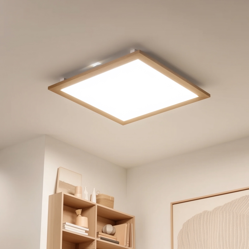Eglo - Panneau RGBW en saillie à intensité variable SALOBRENA-C WOOD LED/34W/230V 2700-6500K 64x64 cm marron + télécommande