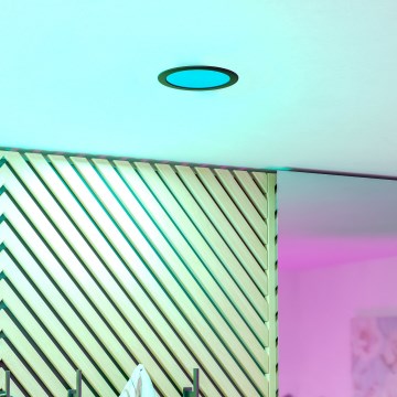 Eglo - Plafonnier encastré LED RGBW dimmable pour salle de bains, 9,5W/230V, 2700-6500K, Ø 16,8 cm, IP44, noir