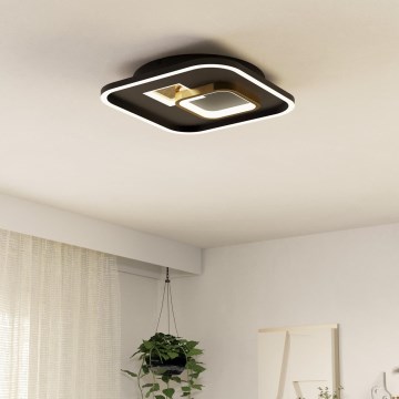 Eglo - Plafonnier LED 16,2 W/230 V + LED 9,2 W, 38x38 cm, noir/doré