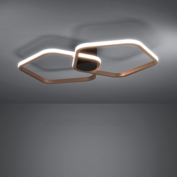 Eglo - Plafonnier LED dimmable 20W/230V, finition dorée, avec télécommande