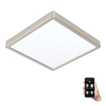 Eglo - Plafonnier LED dimmable pour salle de bains, 19,5 W, 230 V, 2700–6500 K, IP44, ZigBee, 28,5 x 28,5 cm