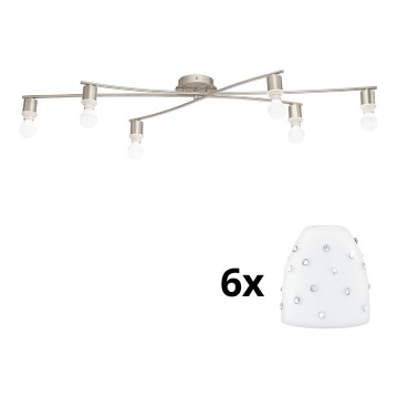 Eglo - Plafonnier LED MY CHOICE 6xE14/4W/230V  chrome mat/blanc