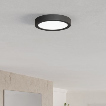 Eglo - Plafonnier LED pour salle de bains, 7,5 W/230 V, 2700/4000/6500 K, Ø 16,6 cm, IP44, noir