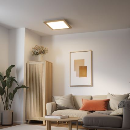 Eglo - panneau LED RGB dimmable à montage en surface SALOBRENA-C WOOD LED/24W/230V 2700-6500K 49,5x49,5 cm marron + télécommande