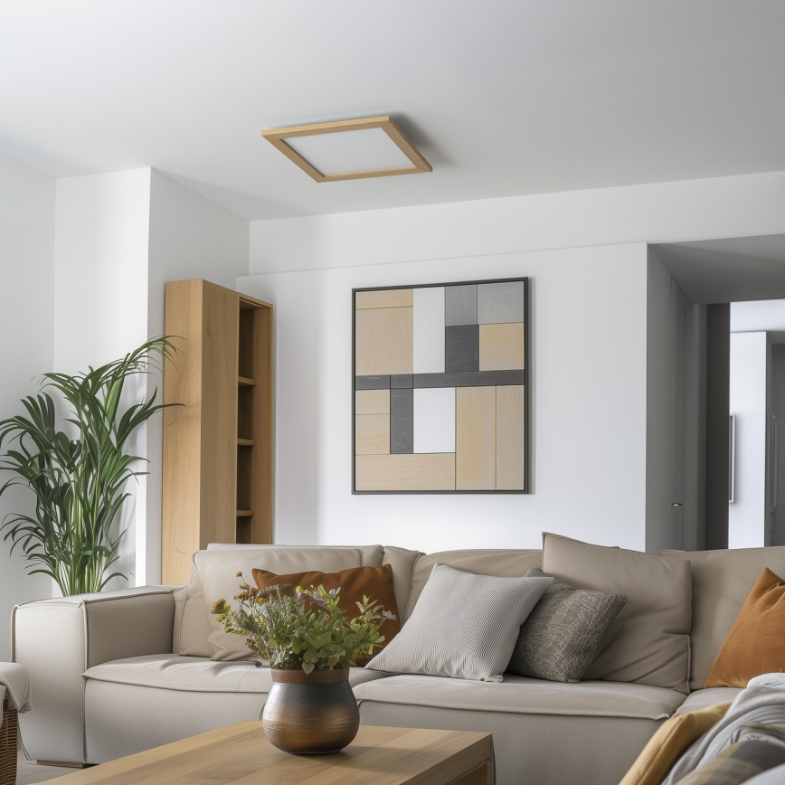 Eglo - panneau LED RGB dimmable à montage en surface SALOBRENA-C WOOD LED/24W/230V 2700-6500K 49,5x49,5 cm marron + télécommande