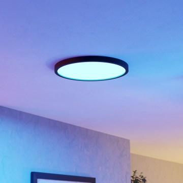 Eglo - Plafonnier LED RGBW dimmable pour salle de bains, LED/17,5W/230V, 2700–6500K, Ø 38,9 cm, IP44, noir