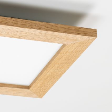 Eglo - Plafonnier LED RGBW dimmable en saillie SALOBRENA-C WOOD LED/16W/230V 2700-6500K 34x34 cm marron + télécommande