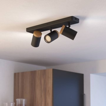 Eglo - Spot de salle de bains 3xGU10/3W/230V IP44 noir/beige