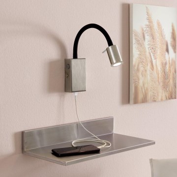 Eglo - Spot mural avec chargeur USB 1xLED/3,5W/230V chrome mat