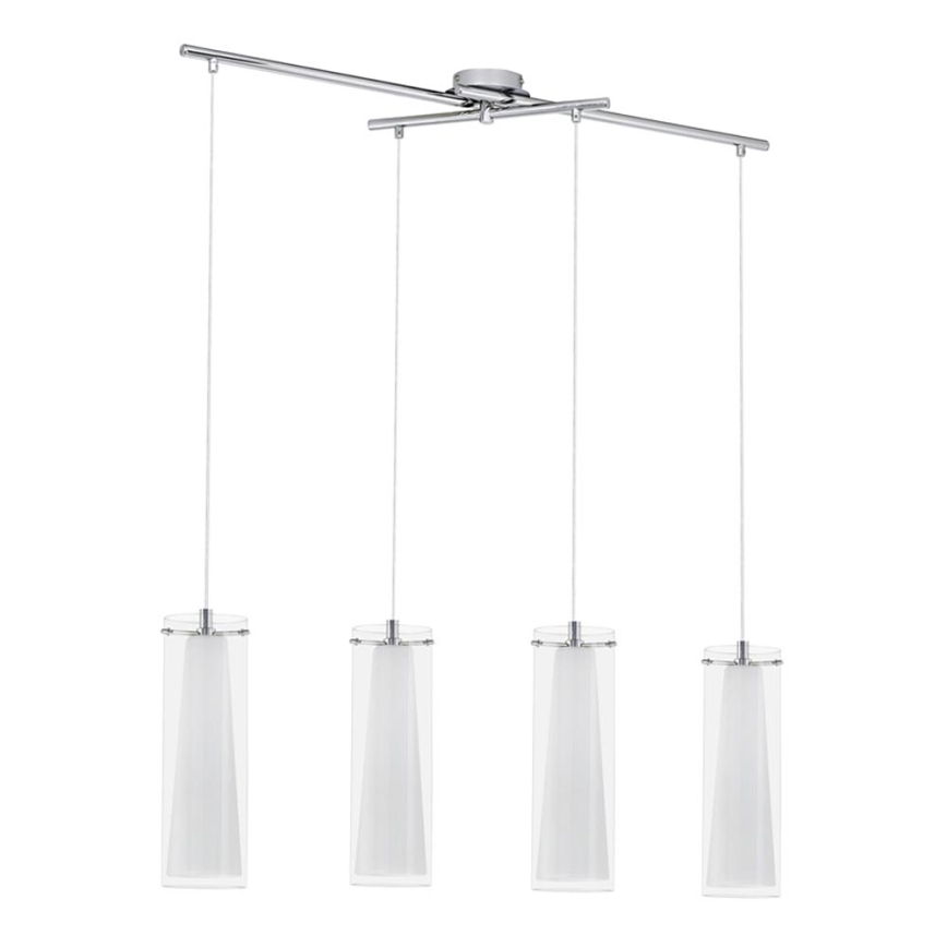 Eglo - Suspension 4xE27/60W verre opale blanc