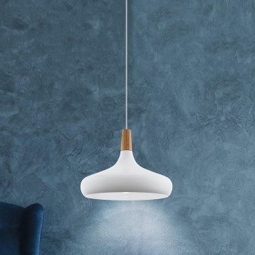 Eglo - Suspension filaire 1xE27/40W/230V d. 40 cm blanc - FSC certifié
