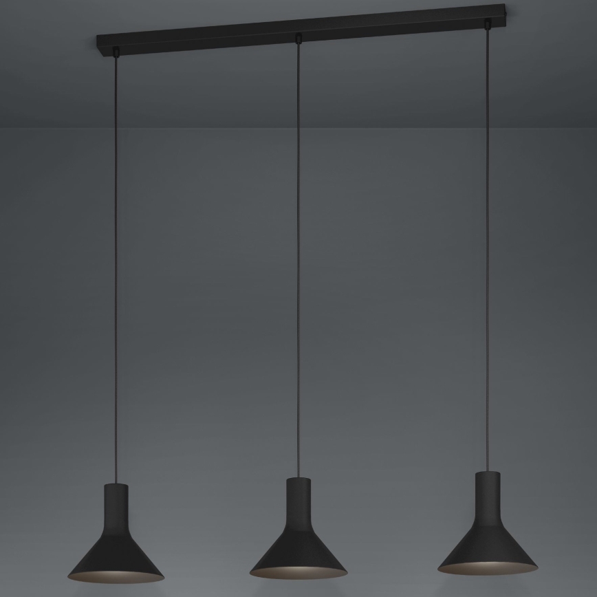 Eglo - Suspension filaire 3xE27/28W/230V noir