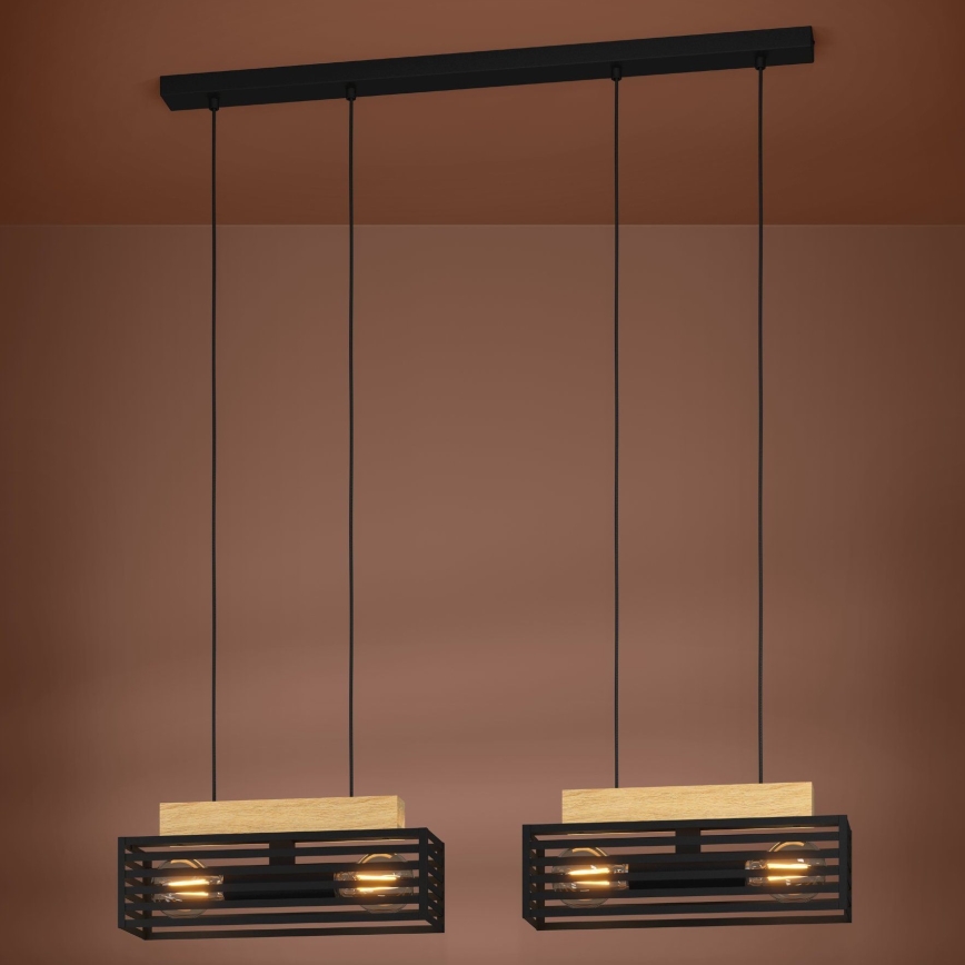 Eglo - Suspension filaire 4xE27/40W/230V noir/marron
