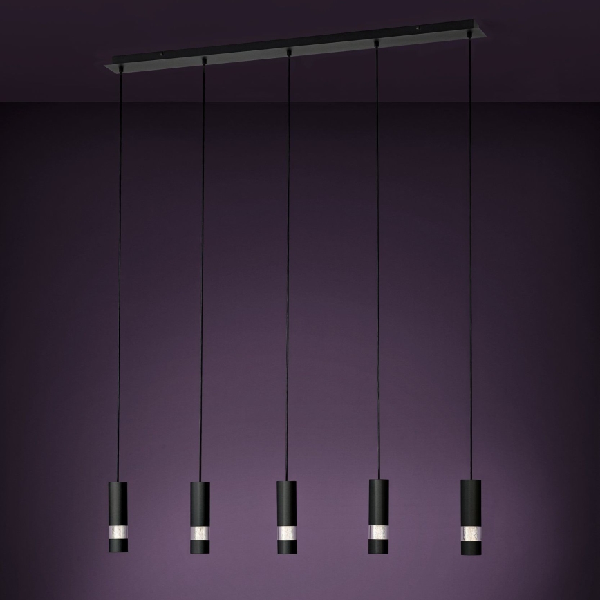Eglo - Suspension filaire 5xGU10/4,6W/230V noir