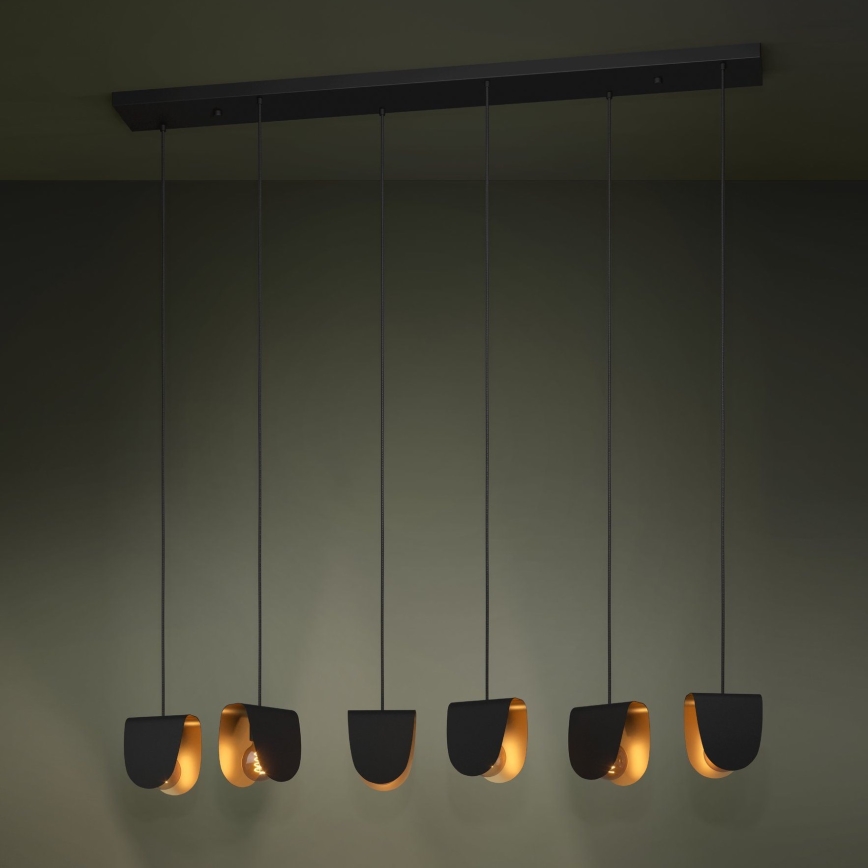 Eglo - Suspension filaire 6xE27/40W/230V noir/doré