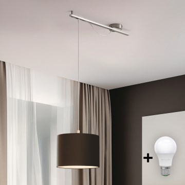 Eglo - Suspension filaire LED CALCENA 1xE27/60W/230V chrome/marron