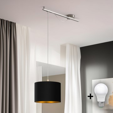 Eglo - Suspension filaire LED CALCENA 1xE27/60W/230V chrome/noir