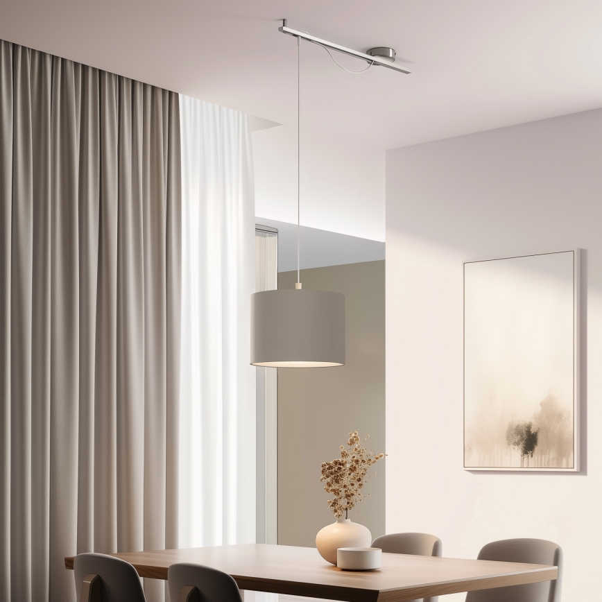 Eglo - Suspension filaire LED CALCENA 1xE27/60W/230V chrome/taupe