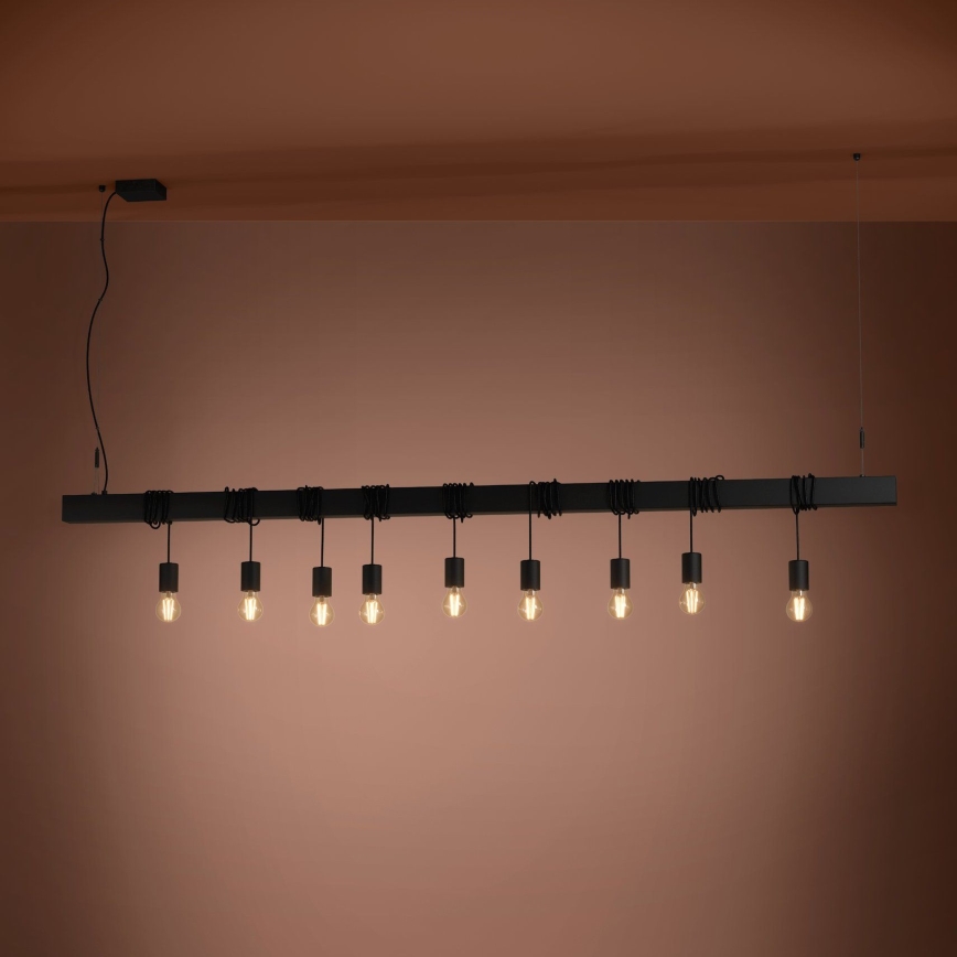 Eglo - Suspension filaire TOWNSHEND 9xE27/40W/230V noir