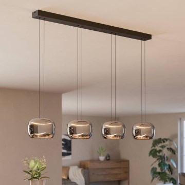 Eglo - Suspension LED dimmable sur câble 4xLED/5,8W/230V noir/fumé