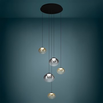 Eglo - Suspension LED dimmable sur câble 5xLED/5,8W/230V 2200-6500K noir/beige/fumé + télécommande