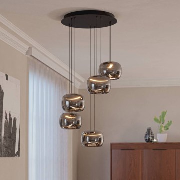 Eglo - Suspension LED dimmable sur câble 5xLED/5,8W/230V noire/fumée