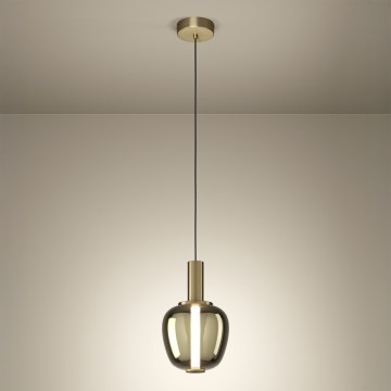 Eglo - Suspension LED dimmable sur câble, LED 5,5 W/230 V + LED 1,6 W, 2200–6500 K, Ø 21 cm, doré