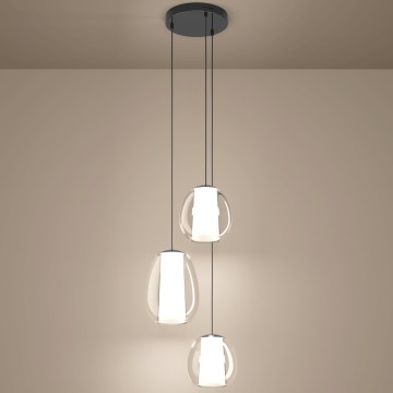 Eglo - Suspension LED dimmable sur câble LED/7W/230V + 2xLED/5,5W + 3xLED/1,6W noir chromé