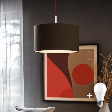 Eglo - Suspension LED sur câble TUNJA, 1 x E27 / 60 W / 230 V, marron