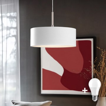 Eglo - Suspension LED sur câble TUNJA 1xE27/60W/230V blanche