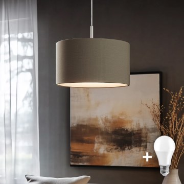 Eglo - Suspension LED sur câble TUNJA 1xE27/60W/230V taupe
